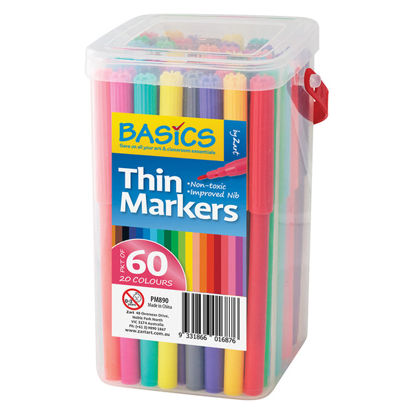 Basics Thin Markers 60pcs