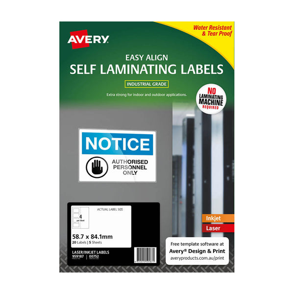 Avery Self Laminating Label 5pcs (59x84mm)