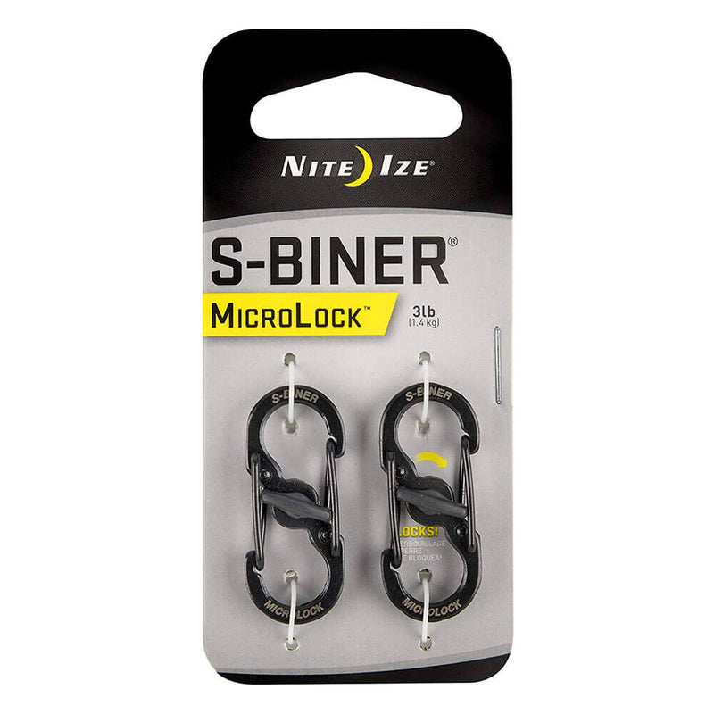 S-Biner Microlock rostfritt stål (2 Pack)