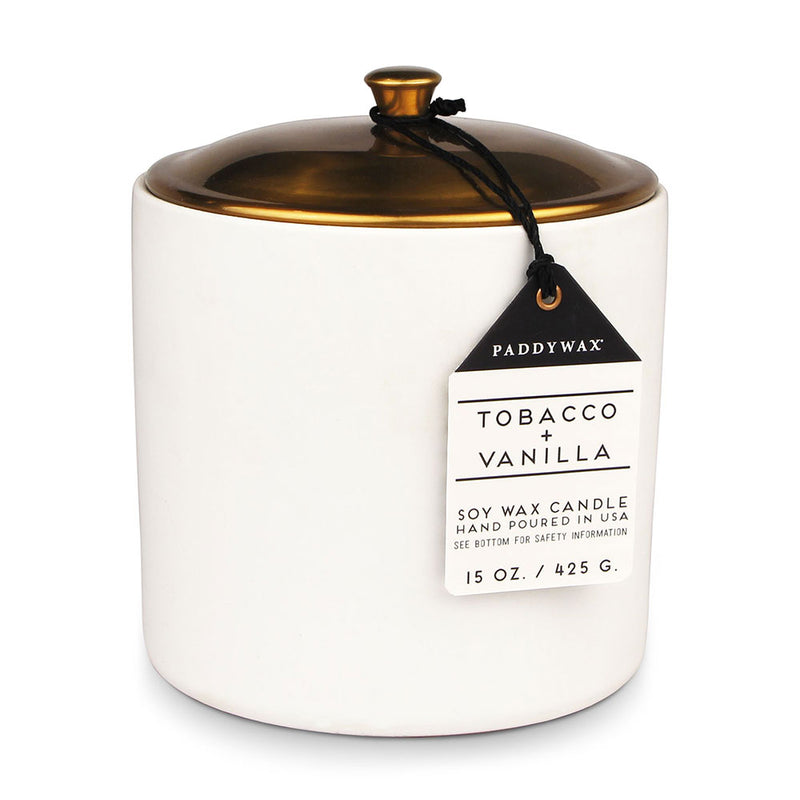 Hygge Tobacco Vanilla Kerze aus Keramik (weiß)