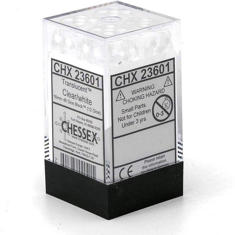 D6 Würfel durchscheinend 12 mm (36 Würfel)
