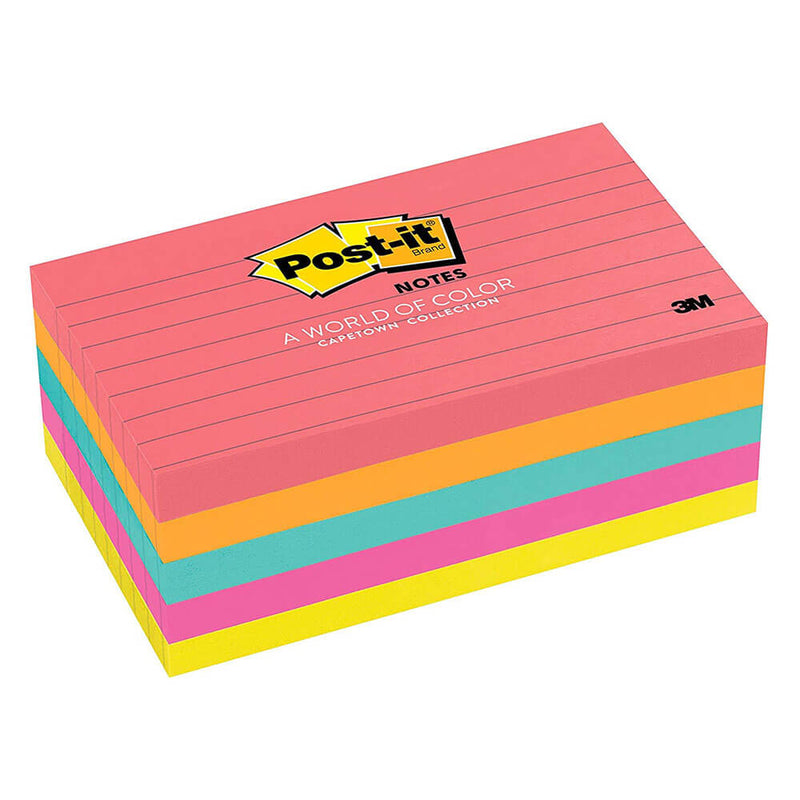 Post-it-muistiinpanot vuorattu valikoima 73x123mm (5pk)