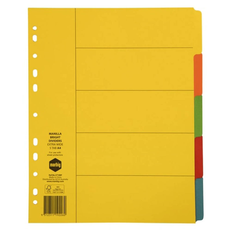Marbig Manilla Bright extra breite Trennblätter (A4)
