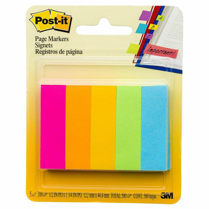 Post-it-sivumerkinnät 500 arkkia (5 väriä)