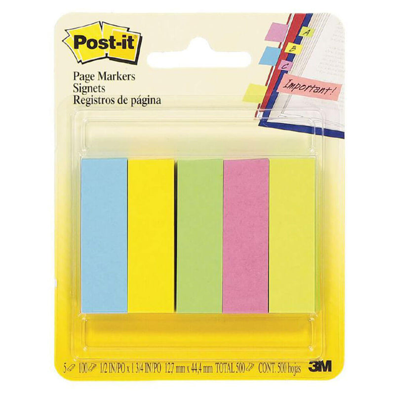 Post-it-sivumerkinnät 500 arkkia (5 väriä)