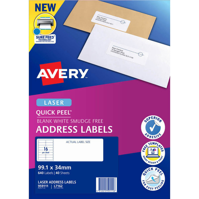 Avery Laser Quick Peel -osoitetarrat