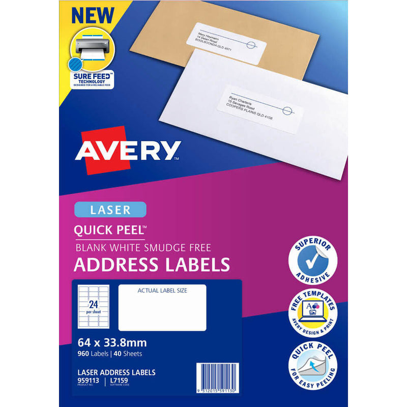 Avery Laser Quick Peel -osoitetarrat